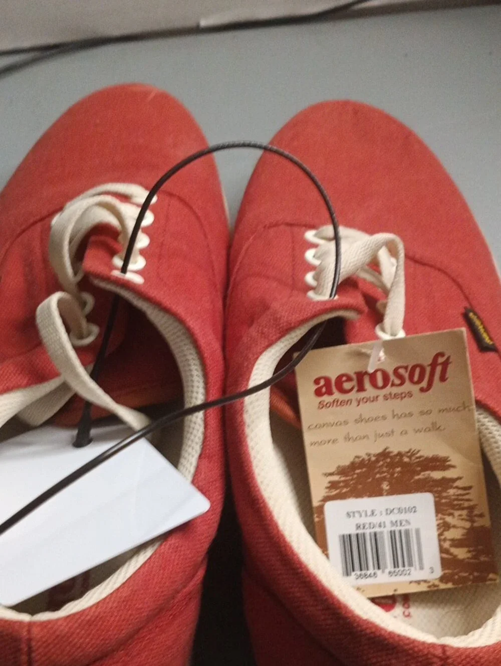 Men's Red Canvas Boat Shoes - Unbranded